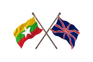 birma gegen zwei landesflaggen des vereinigten königreichs foto