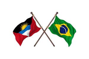 antigua und barbuda gegen brasilien zwei landesflaggen foto