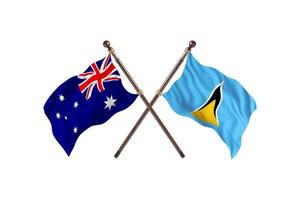 australien gegen st lucia zwei länderflaggen foto