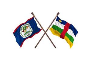 belize gegen zwei länderflaggen der zentralafrikanischen republik foto