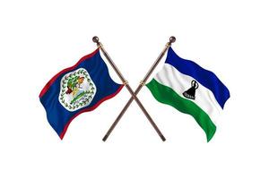 belize gegen lesotho zwei länderflaggen foto