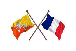 bhutan gegen frankreich zwei länderflaggen foto