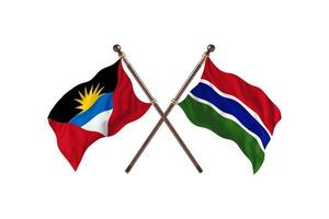 antigua und barbuda gegen die gambia zwei länderflaggen foto