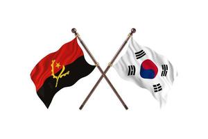 angola gegen südkorea zwei länderflaggen foto