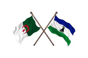 algerien gegen lesotho zwei länderflaggen foto