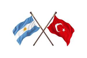 argentinien gegen türkei zwei länderflaggen foto