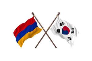armenien gegen südkorea zwei länderflaggen foto