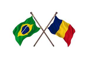 brasilien gegen rumänien zwei landesflaggen foto