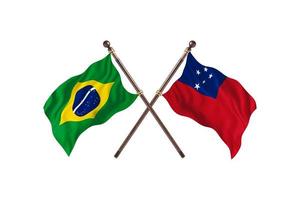 brasilien gegen samoa zwei landesflaggen foto
