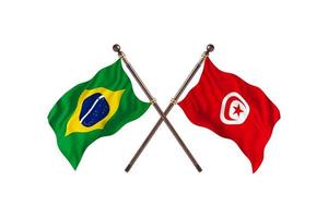 brasilien gegen tunesien zwei länderflaggen foto