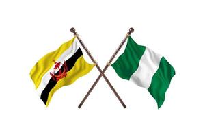 brunei gegen nigeria zwei landesflaggen foto
