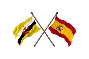 brunei gegen spanien zwei landesflaggen foto