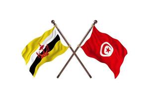 brunei gegen tunesien zwei landesflaggen foto
