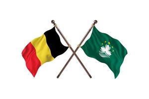 belgien gegen macau zwei länderflaggen foto