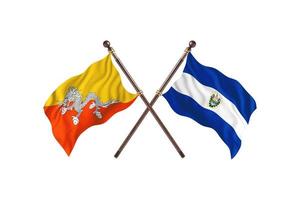 bhutan versus el salvador zwei länderflaggen foto