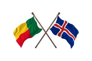 benin gegen island zwei länderflaggen foto