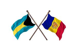 bahamas gegen andorra zwei länderflaggen foto