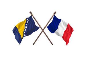 bosnien gegen frankreich zwei länderflaggen foto