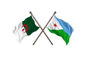 algerien gegen dschibuti zwei landesflaggen foto