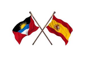 antigua und barbuda gegen spanien zwei landesflaggen foto