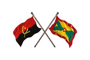 Angola versus Grenada zwei Landesflaggen foto