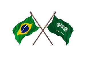 brasilien gegen saudi-arabien zwei länderflaggen foto