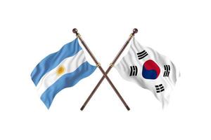 argentinien gegen südkorea zwei länderflaggen foto