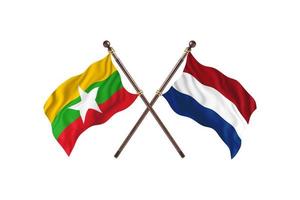 birma gegen niederlande zwei landesflaggen foto