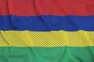 Mauritius-Flagge gedruckt auf einem Polyester-Nylon-Sportswear-Mesh-Gewebe foto