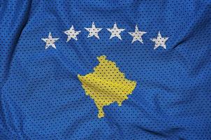 Kosovo-Flagge gedruckt auf einem Polyester-Nylon-Sportbekleidungs-Mesh-Gewebe foto