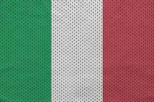 Italien-Flagge gedruckt auf einem Polyester-Nylon-Sportswear-Mesh-Gewebe m foto