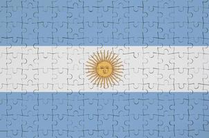 Die argentinische Flagge ist auf einem Faltpuzzle abgebildet foto