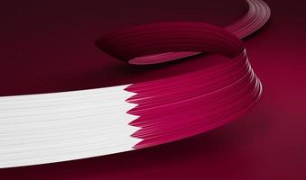 Katar-Flaggenband 3D-Illustration auf isoliertem Hintergrund foto