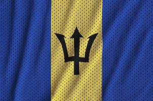 Barbados-Flagge gedruckt auf einem Polyester-Nylon-Sportswear-Mesh-Stoff foto