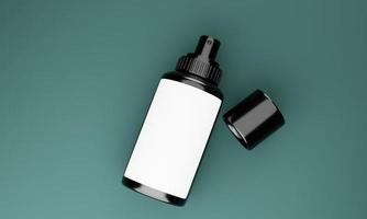 3D minimalistische Kosmetikflasche für Produkt- oder Markenpräsentation. 3D-Rendering Draufsicht kosmetische Flasche foto