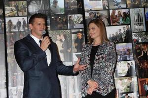 los angeles, 14. nov - david boreanez, emily deschanel bei der 200. show cake feier der bones auf dem fox studio lot am 14. november 2014 in century city, ca foto