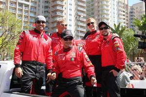 los angeles, feb 18 - joshua morgen, dave pasant, raul mendez, tricia helfer, nathan kress beim toyota grand prix pro promi rennen auf der toyota grand prix rennbahn am 18. april 2015 in long beach, ca foto