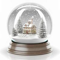 3D-Weihnachtsschneekugel auf lokalisiertem weißem Hintergrund. urlaub, feier, dezember, frohe weihnachten foto