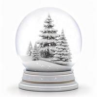 3D-Weihnachtsschneekugel auf lokalisiertem weißem Hintergrund. urlaub, feier, dezember, frohe weihnachten foto