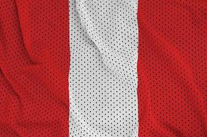 Peru-Flagge gedruckt auf einem Polyester-Nylon-Sportswear-Mesh-Gewebe mit foto