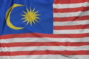 Malaysia-Flagge gedruckt auf einem Polyester-Nylon-Sportswear-Mesh-Stoff foto