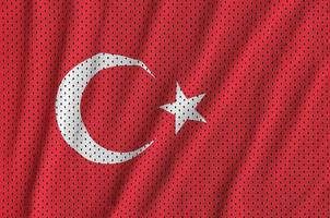 Türkei-Flagge gedruckt auf einem Polyester-Nylon-Sportswear-Mesh-Gewebe foto