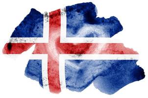 die isländische flagge ist in flüssigem aquarellstil isoliert auf weißem hintergrund dargestellt foto