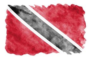 die flagge von trinidad und tobago ist in flüssigem aquarellstil isoliert auf weißem hintergrund dargestellt foto