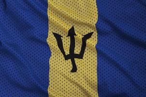 Barbados-Flagge gedruckt auf einem Polyester-Nylon-Sportswear-Mesh-Stoff foto