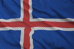 Island-Flagge gedruckt auf einem Polyester-Nylon-Sportswear-Mesh-Gewebe foto