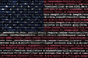 Die Flagge der Vereinigten Staaten von Amerika wird mit dem Programmcode auf dem Bildschirm dargestellt. das konzept der modernen technologie und standortentwicklung foto