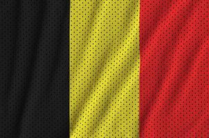 Belgien-Flagge gedruckt auf einem Polyester-Nylon-Sportswear-Mesh-Gewebe foto