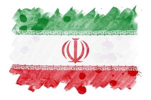 die iranische flagge ist in flüssigem aquarellstil isoliert auf weißem hintergrund dargestellt foto