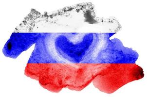 die russische flagge ist in flüssigem aquarellstil isoliert auf weißem hintergrund dargestellt foto
